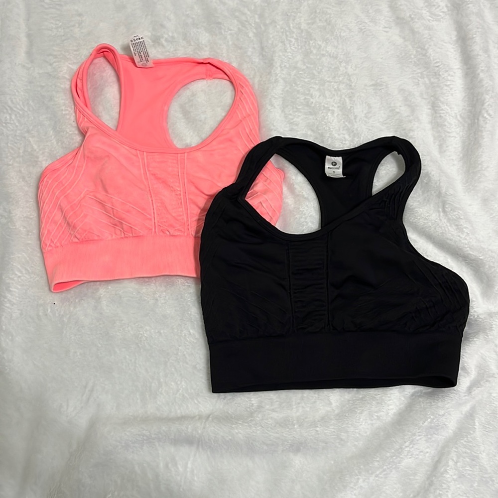 2 Pack : Hot Pink & Black 90 Degree Size Small Racerback Sports Bra